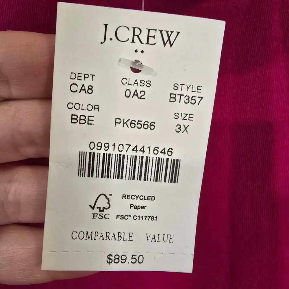 NEW NWT Women's J. Crew Pink Button Neck Pullover | Size 3X